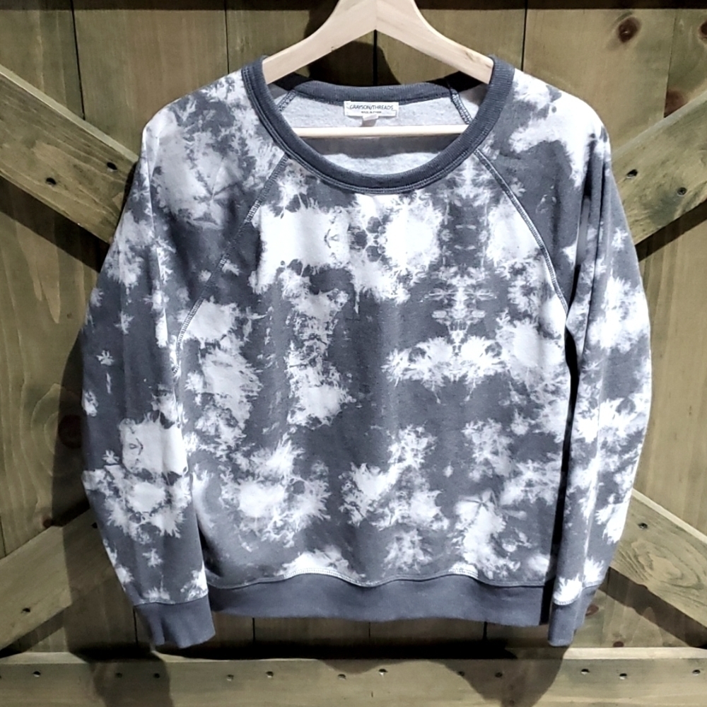 GRAYSON THREADS GRAY WHITE TIE DYE SWEATSHIRT PULLOVER SIZE MEDIUM